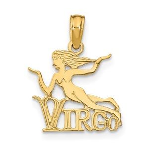 14k Gold Virgo Zodiac Charm pendant.